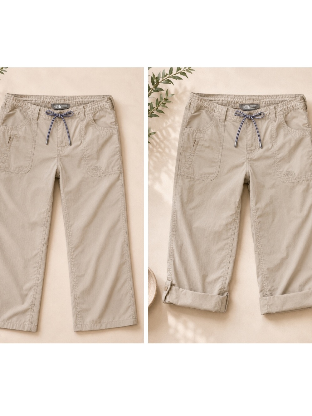 The North Face Roll-Up Hiking Pants Womens 12 Beige Convertible Outdoor